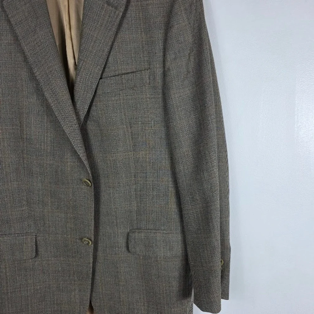 Vintage Lauren Ralph Lauren Men's 40R Plaid‎ Wool/Silk Sport Coat Blazer Brown